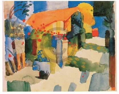 August Macke - Haus Im Garten Kunstdruk 71x56cm