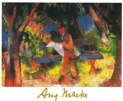 August Macke - Lesender Mann Kunstdruk 80x60cm