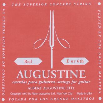 Augustine AURED-6 E-6 snaar voor klassieke gitaar E-6 snaar voor klassieke gitaar, silverplated wound nylon, hard tension