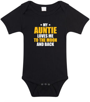 Auntie loves me to the moon tante cadeau baby rompertje zwart jongen/meisje 56 (1-2 maanden)
