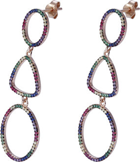 'Aura' Dames 925 Sterling Zilveren Oorbellen - Roze ZO-7461 Rosé