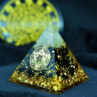 AURAREIKI Orgonite Pyramid Ajna Chakra Raziel Natural White Crystal Obsidian Expel Evil Forces Resin Pyramid Crafts Jewelry