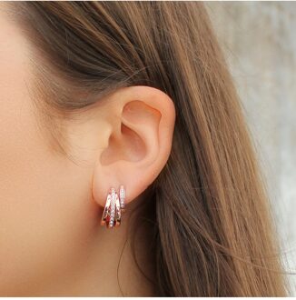 Aurielle Oorringen - Oostenrijks kristal - maat Wit en roségoud