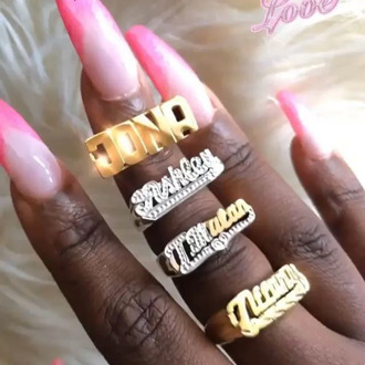 AurolaCo 2020 New Personality Hip Hop Ring Women Custom Name Ring Gold Fashion Punk Letter Ring Gift