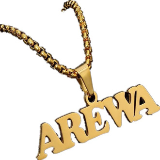 AurolaCo Customized Name Necklace Personalized Stainless Steel Gold Choker Pendant Nameplate Necklace For Women Jewelry Gift