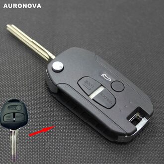 Auronova Upgrade Flip Folding Key Shell Voor Mitsubishi Lancer 3 Knoppen Gewijzigd Afstandsbediening Autosleutel Geval Juiste Groove Blade