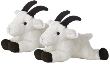 Aurora 2x stuks pluche geiten knuffel 20 cm
