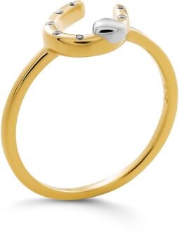 'Aurora' Dames 925 Sterling Zilveren Ring - Zilver/Goud ZR-7525/G Zilver en goud - L