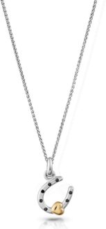 'Aurora' Dames 925 Sterling Zilveren Set: Ketting-Pendant + Oorbellen - Zilver/Goud SET-7525 - maat Zilver en goud