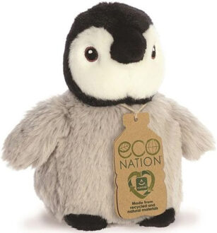 Aurora Eco Nation Pluche knuffeldier Pinguin kuiken - grijs - 13 cm - Artic thema - Knuffeldier