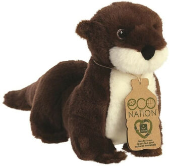 Aurora Eco Nation Pluche knuffeldier rivier otter - bruin - 34 cm - waterdieren thema - Knuffeldier