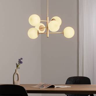Aurora hanglamp, beige, Ø 60 cm, 6-lamps, glas, E14 beige, wit