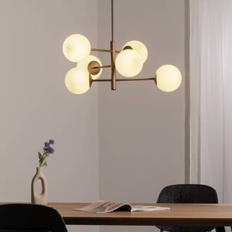 Aurora hanglamp, bruin, Ø 60 cm, 6-lamps, glas, E14 bruin, wit