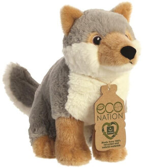 Aurora Knuffel Eco Nation Wolf 24 Cm Pluche Grijs/bruin