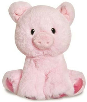 Aurora Knuffel Varken - pluche biggetje - lichtroze - 20 cm - boerderij dieren knuffeldier