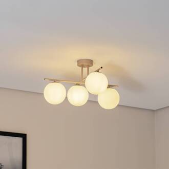Aurora plafondlamp, beige, Ø 50 cm, 4-lamps, glas, E14 beige, wit