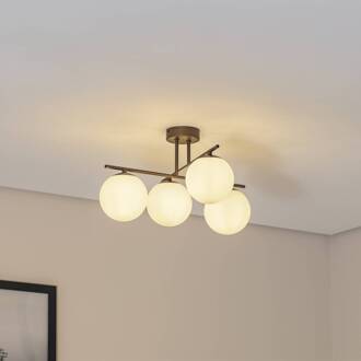 Aurora plafondlamp, bruin, Ø 50 cm, 4-lamps, glas, E14 bruin, wit
