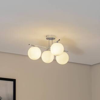 Aurora plafondlamp, chroom, Ø 50 cm, 4-lamps, glas, E14 chroom, wit