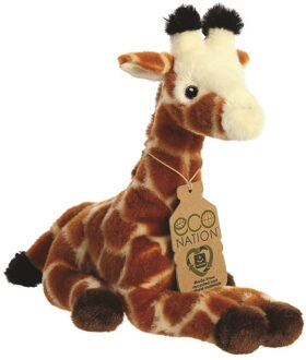 Aurora Pluche dieren knuffel giraffe - bruin - 21 cm - Knuffeldieren giraffes - cadeau - liggend - Knuffeldier Multikleur