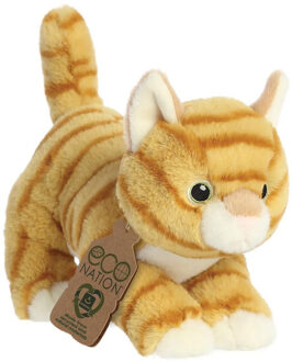 Aurora Pluche dieren knuffel - lapjes kat - oranje - huisdierknuffel - 21 cm - knuffel cadeau Multi
