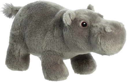 Aurora Pluche dieren knuffel nijlpaard - 14 x 27 cm - Knuffeldieren - nijlpaarden - speelgoed Multi
