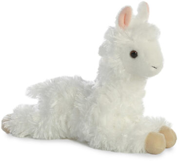 Aurora Pluche dieren knuffels alpaca - 20 cm - wit - knuffelbeesten - Knuffeldier Multikleur