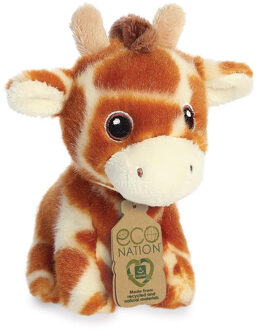 Aurora Pluche dieren knuffels giraffe van 13 cm - Knuffeldier Bruin