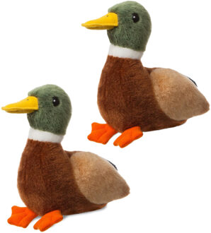 Aurora Pluche eend/woerd vogel knuffel - 2x - 20 cm - Eenden speelgoed
