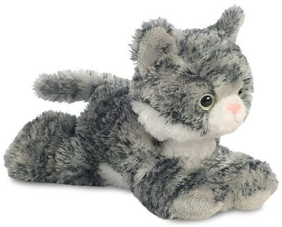 Aurora Pluche kat/poes - grijs - 20 cm - Knuffeldieren katten - speelgoed