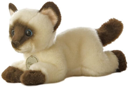 Aurora Pluche knuffel dier siamese kat/poes - beige - 20 cm - Knuffeldieren katten - speelgoed Multi