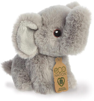 Aurora pluche knuffel olifant - 13 cm - Knuffeldieren olifanten - Knuffeldier Grijs