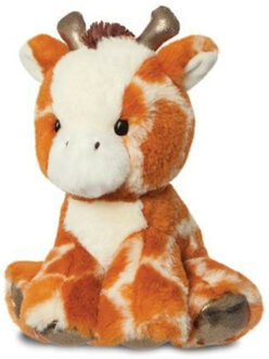 Aurora Pluche knuffeldier giraffe - gevlekt bruin - 20 cm - safari thema