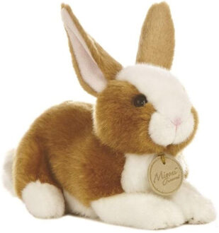 Aurora Pluche knuffeldier konijn - lichtbruin/wit - 20 cm - bosdieren thema