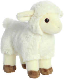 Aurora Pluche schaap/lammetje - knuffeldier - wit - 20 cm - boerderij knuffel