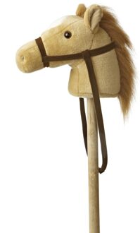 Aurora Pluche stokpaardje beige pony met geluid 94 cm Bruin