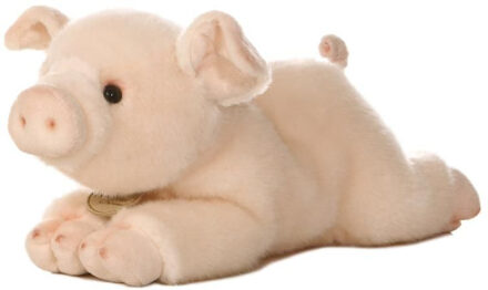 Aurora Pluche varken - boerderij dieren knuffel - roze - 28 cm - varkens knuffel