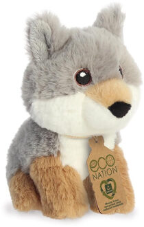 Aurora Pluche wolf - 13 cm - dieren knuffels - Knuffeldieren wolven speelgoed Multi