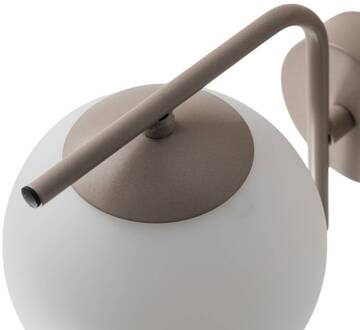 Aurora wandlamp, beige, glas, 17 cm hoog, globe, E14 beige, wit