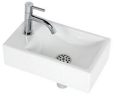 Austin Fontein Toilet Links - Set - Fontein 37 x 23 cm - Incl. Fonteinkraan & Sifon - Keramiek - Wit