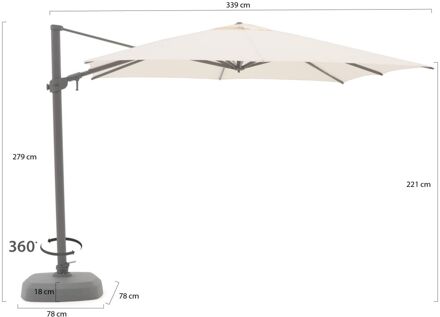 Austin zweefparasol 300x300cm - Laagste prijsgarantie! Wit