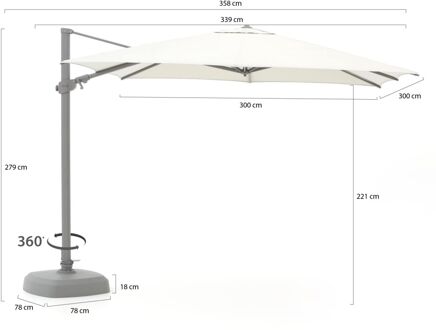 Austin zweefparasol 300x300cm - Laagste prijsgarantie! Wit