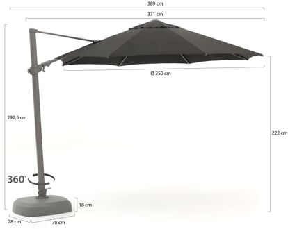 Austin zweefparasol ø 350cm - Laagste prijsgarantie! Zwart