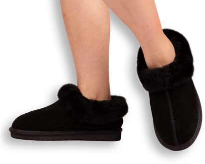 Australia Unisex Schapenvacht Traditionele Enkelpantoffels Zwart - EU 48.5 / UK 13