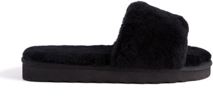 Australia Womens Schapenvacht Fluff Slippers Zwart - EU 42 / UK 8
