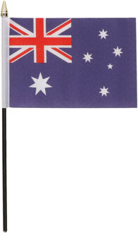 Australie - mini vlaggetje van 10 x 15 cm op stokje - Landen vlag - H27 cm Multi