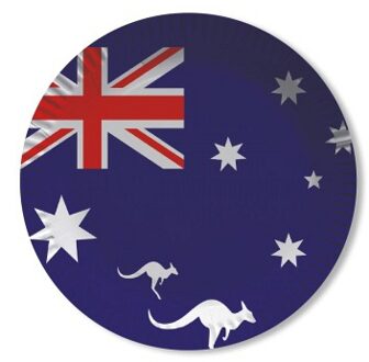Australie vlag thema wegwerp bordjes - 8x stuks - dia 23 cm - papier Multi