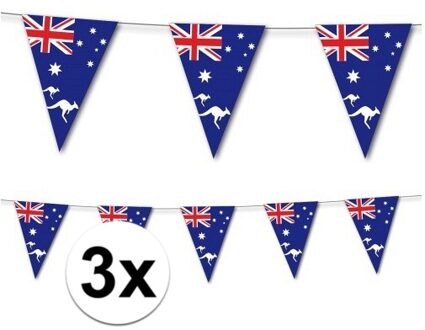 Australie vlaggetjes vlaggenlijn slinger - 3x - 350 cm - papier - landen versiering - Feestartikelen