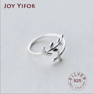 Authentic 925 Sterling Silver Cute leaves Personality Adjustable open Ring Fine Jewelry For Women Party Elegant Accessories