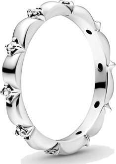 Authentic 925 Sterling Silver Ring Flower Petals Band Ring With Crystal For Women Wedding Party Gift Fine Europe Jewelry