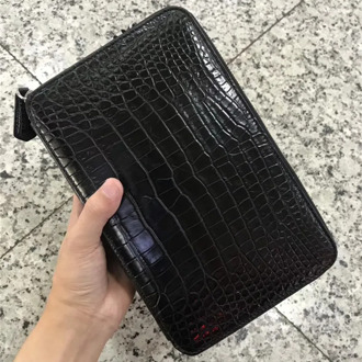 Authentic Exotic Crocodile Belly Skin Businessmen's Wristlets Clutch Purse Bag Genuine Alligator Leather Male Large Card Holders